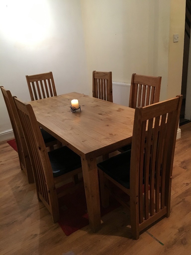 DINING TABLE 6ft x 3ft Height 30 ins 6 Chairs possibly oak Wirral | in