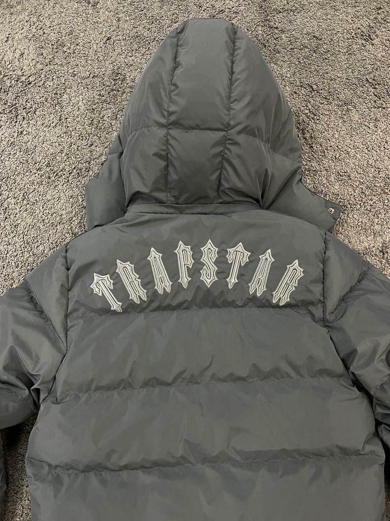 Trapstar Irongate Detachable Hooded Puffer Jacket Stone Grey Brand