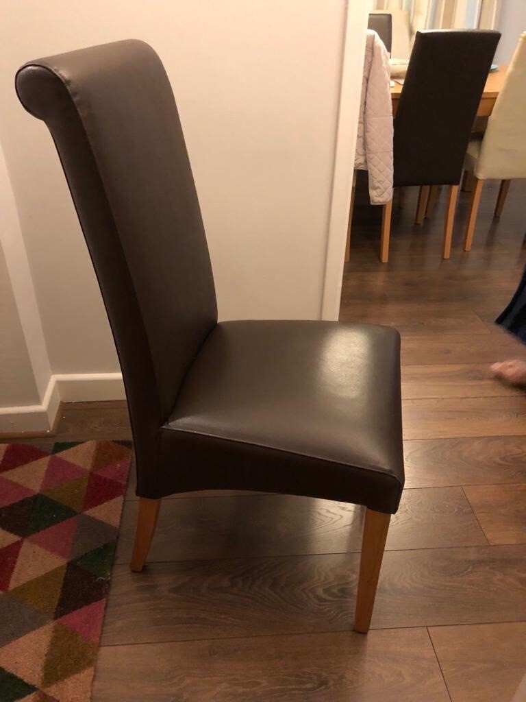 4 x Brown Next Faux Leather Dining Chairs in Bromley, London Gumtree