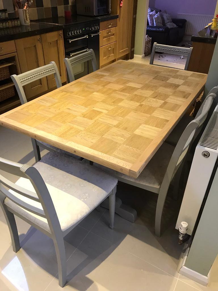 Solid wood dining table with 6 chairs Annie Sloan | in ...