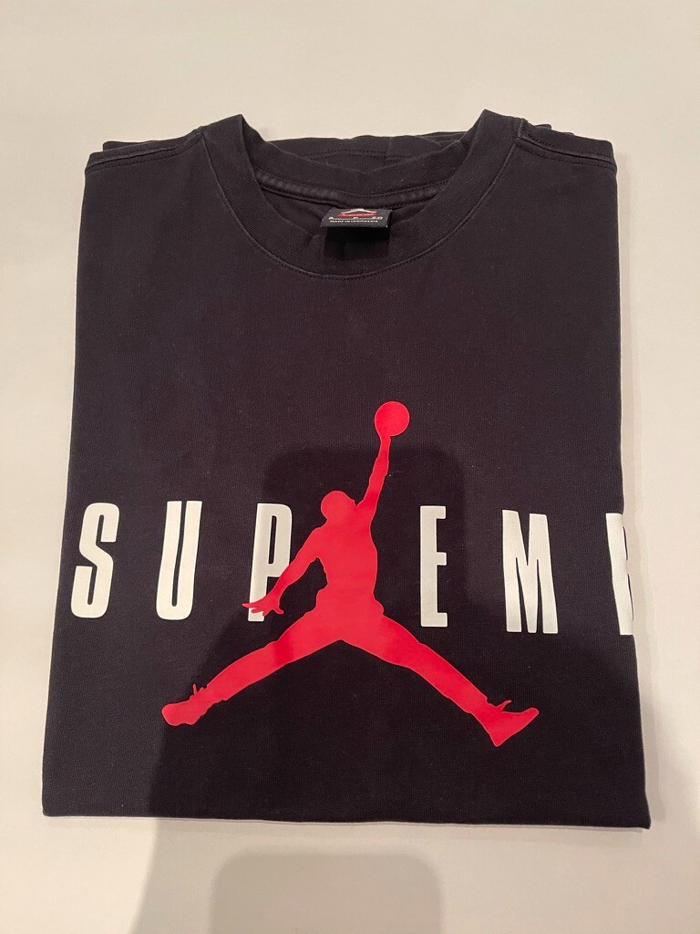 15aw Supreme Jordan NIKE tee tシャツ s ブラック Supreme FW15 Jordan Tee Shirt Logo Authentic Size Small in