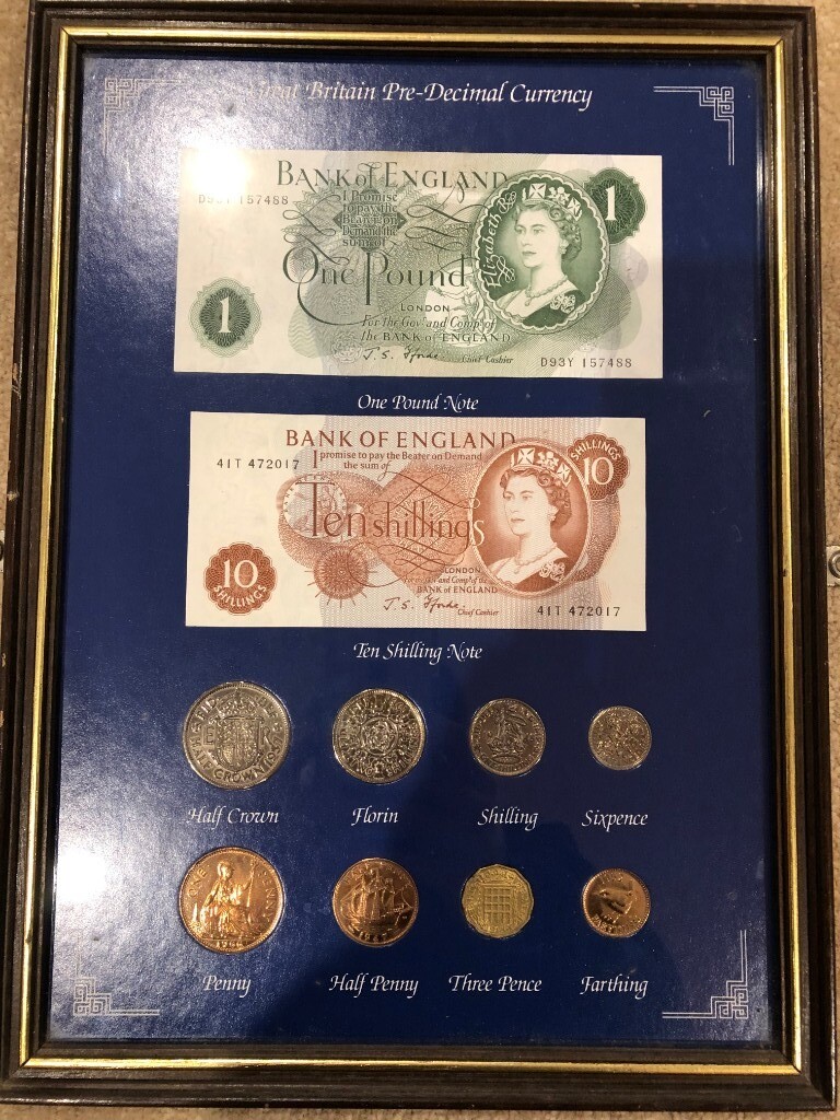 British Pre-Decimal Currency in Display Frame. | in Stalham, Norfolk