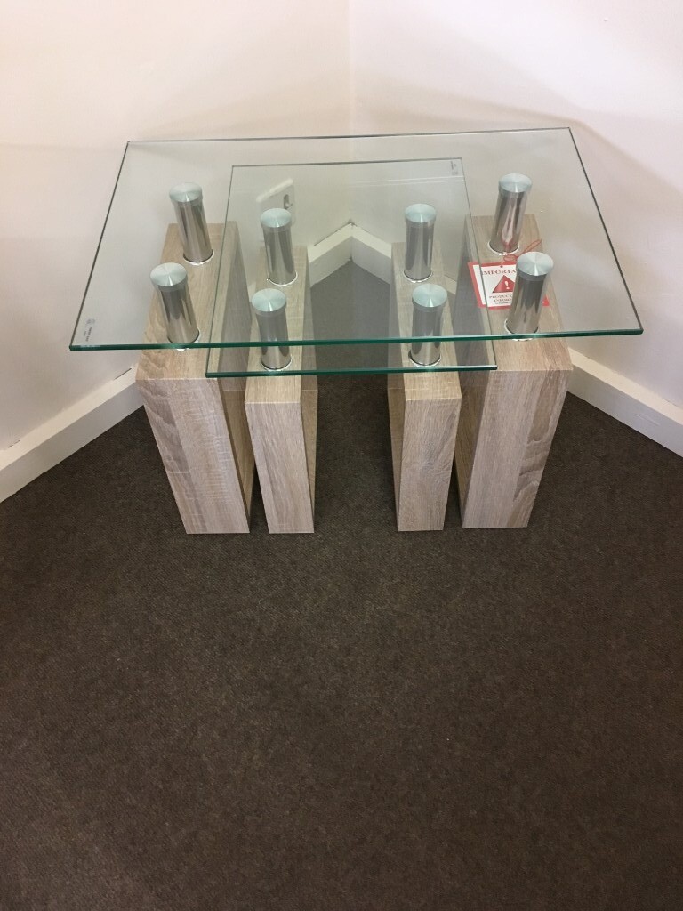 NEW Sonoma Oak and Glass Nest of Tables in Loughborough