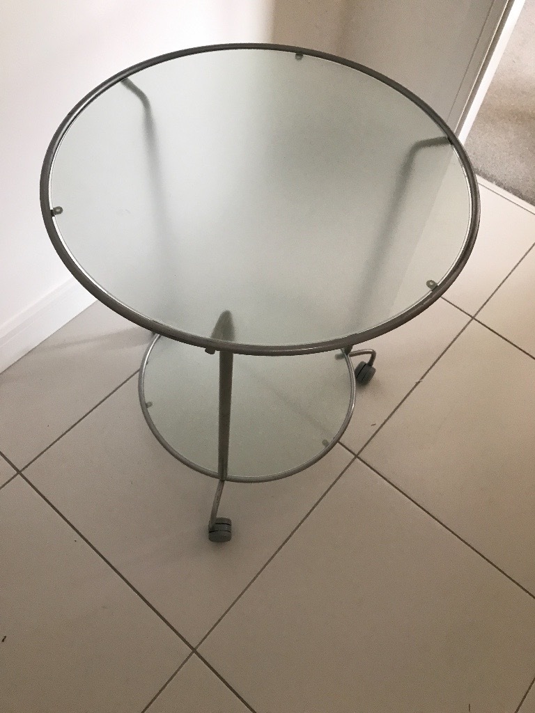 IKEA round glass table on wheels in Eaglesham, Glasgow Gumtree