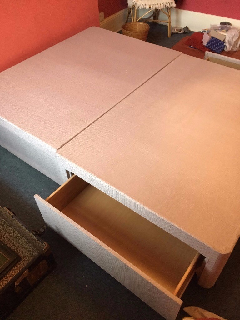 Double bed base has a drawer each side as in photo, good condition