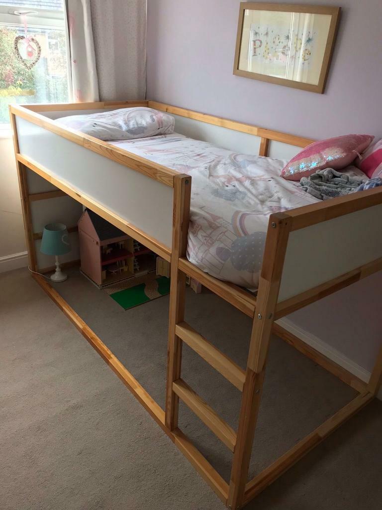 Ikea mid sleeper single bunk bed white / pine great condition in