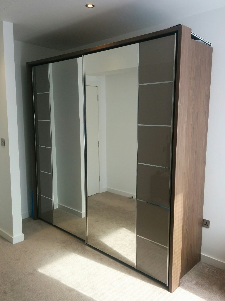Bensons Mirabel Large 240cm (w) Wardrobe with Glass and Mirror Sliding