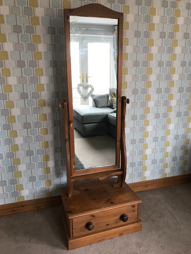 Pine Freestanding Mirror With Drawer In Wellington Somerset