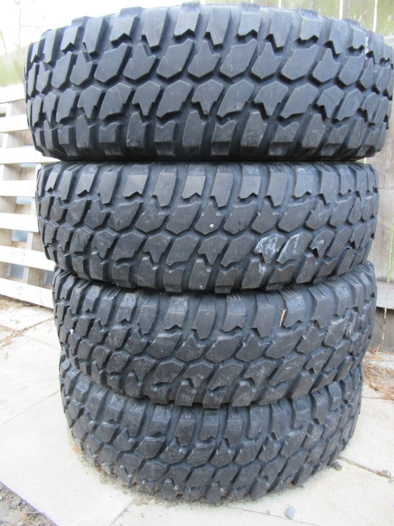Four 4x4 All terrain tyres for 16" rims, loads of tread left. 235/85