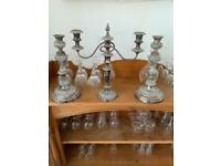 Set of 3 silver candlestick 