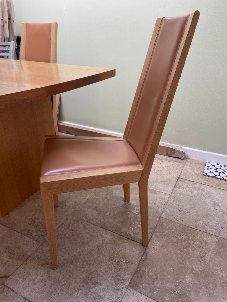 Potocco Oak/Leather high Back dining Chairs (8 chairs available, price