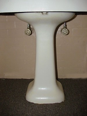 Early Original 1900's Antique Vintage Seperate Faucet  Pedestal Bathroom Sink