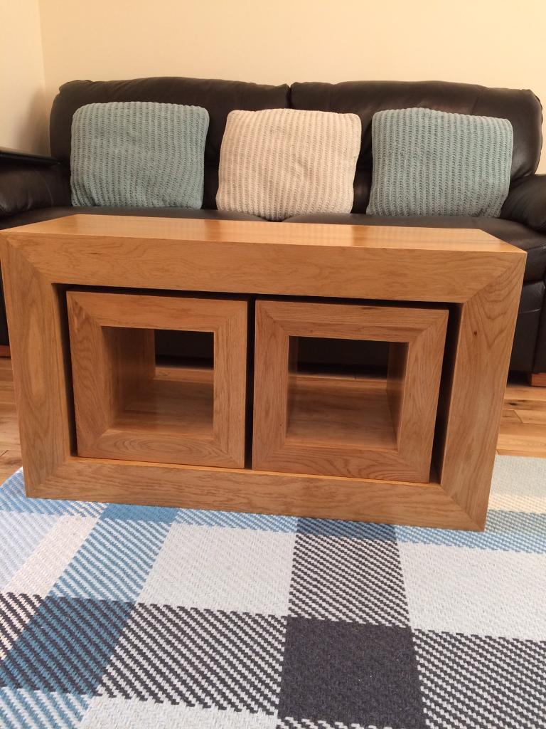 Oakdale Natural Solid Oak 3 Cube Nest Of Tables / Coffee ...