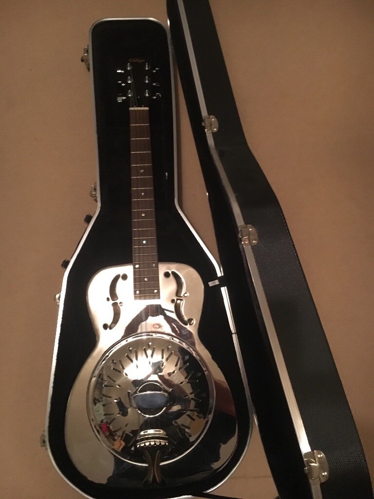 Vintage resonator guitar, chrome body, excellent condition including