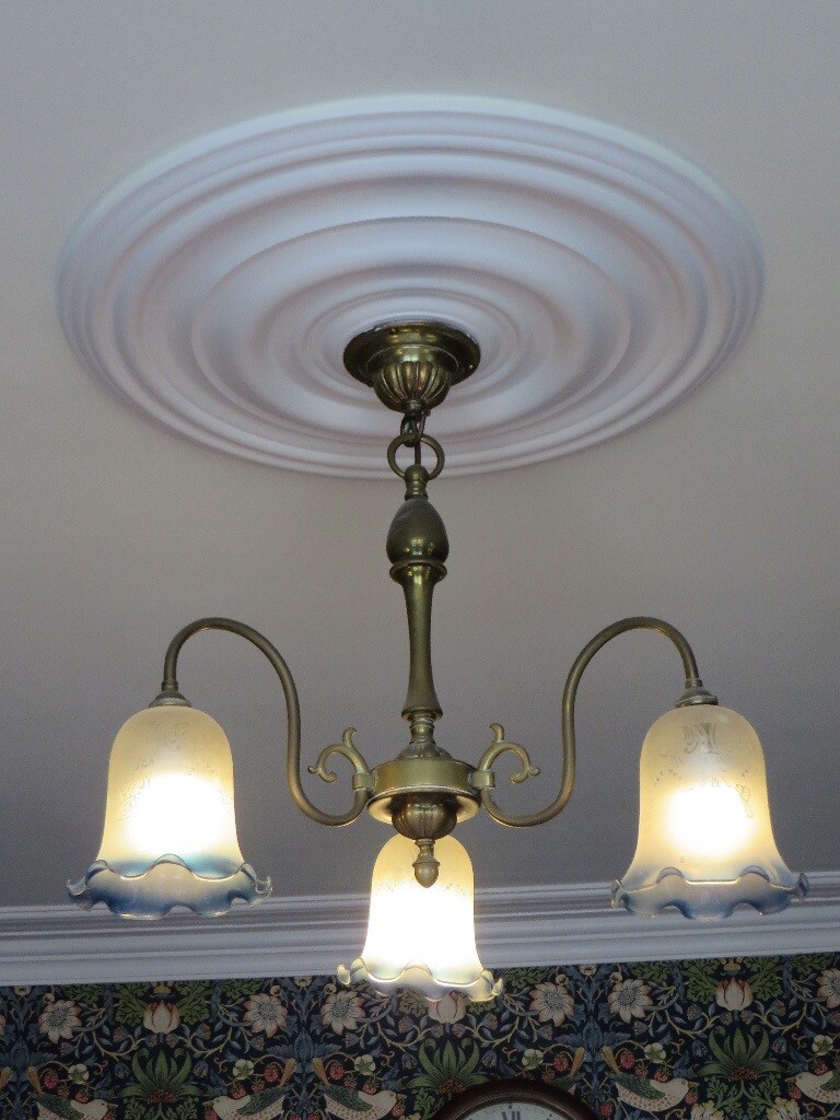 Victorian Brass Three Branch Ceiling Light Fitting In Sheffield