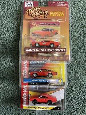 Auto World Slot Cars Lot Of 3  69' Dodge Chargers Including General Lee