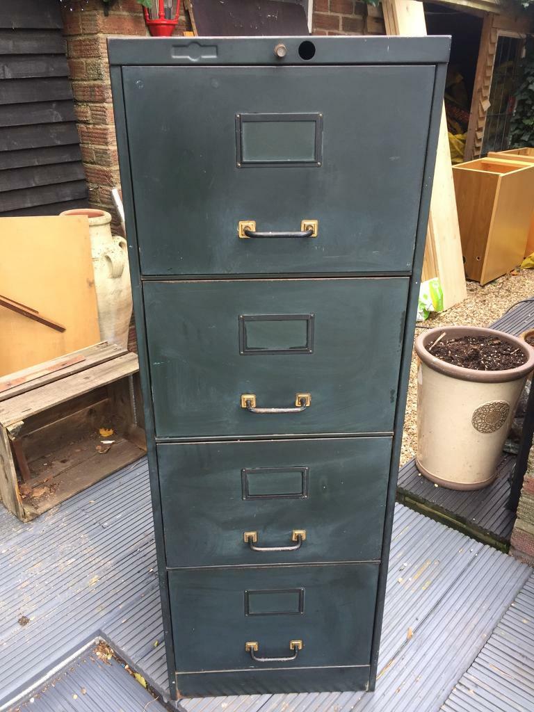 A VINTAGE/ANTIQUE LRG METAL FILING CABINET CIRCA 1940/50s ...