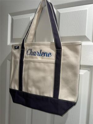Land’s end tote bag made in USA Vintage Lands End Whithe Canvas Tote Bag Large Open Top Made