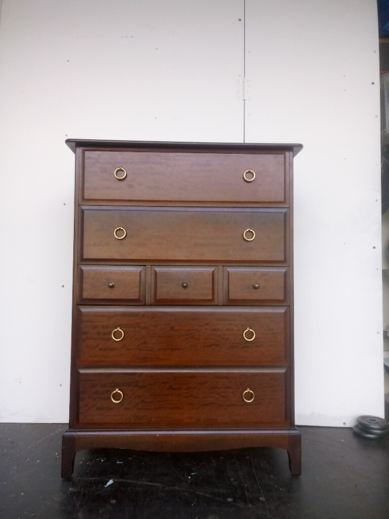 Vintage Stag Minstrel Tall Chest of Drawers Mahogany 7 Drawers Tall Boy
