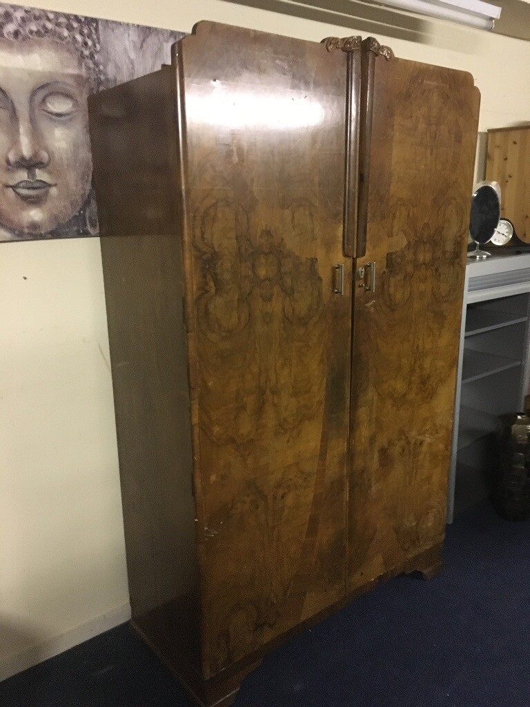 VINTAGE WALNUT VENEER DOUBLE WARDROBE in Halifax, West Yorkshire