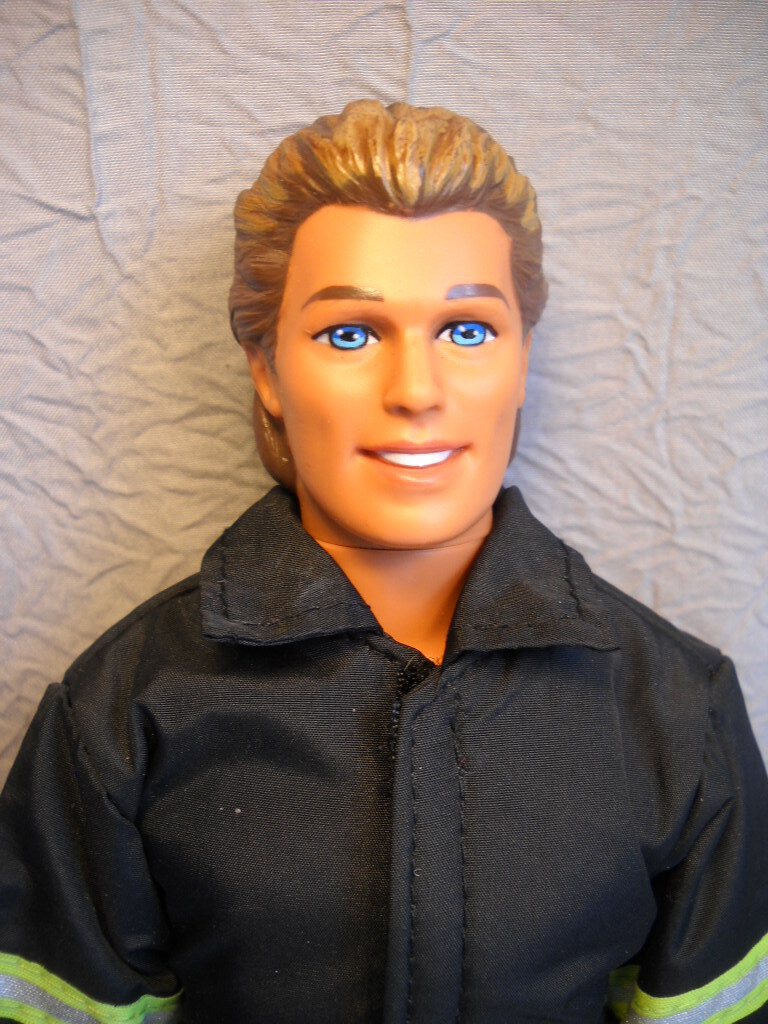 Gorgeous Handsome 1990s Ken Doll w/ Alan Head in New Firefighter Fireman Outfit
