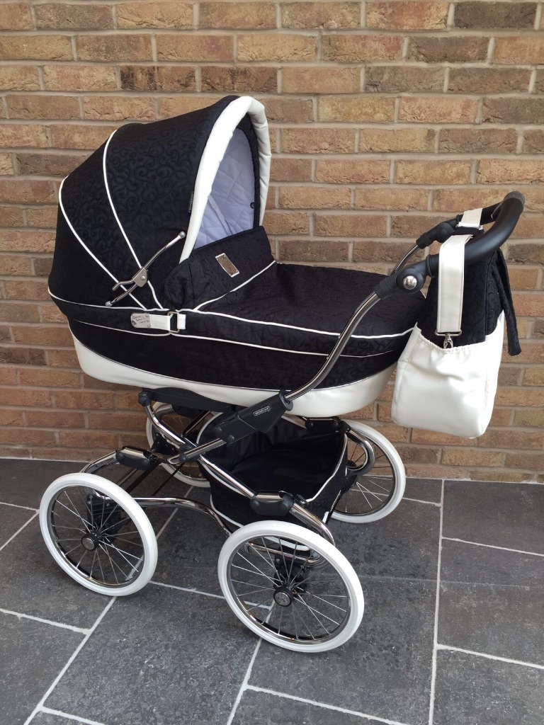 Bebecar Stylo Class Prive combination pram, luxurious black fabric with