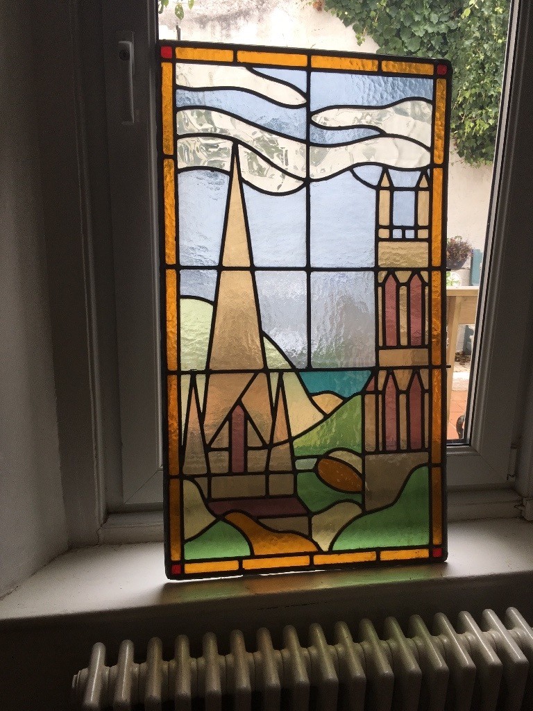 Stained glass lead lined picture window 21.1/2x37 Inches in Newton