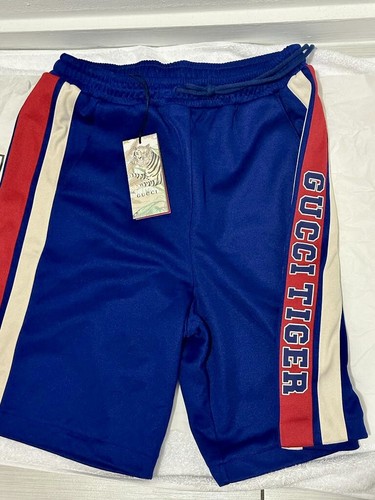 Gucci Tiger Jersey Shorts with Stripes blue white red M | eBay
