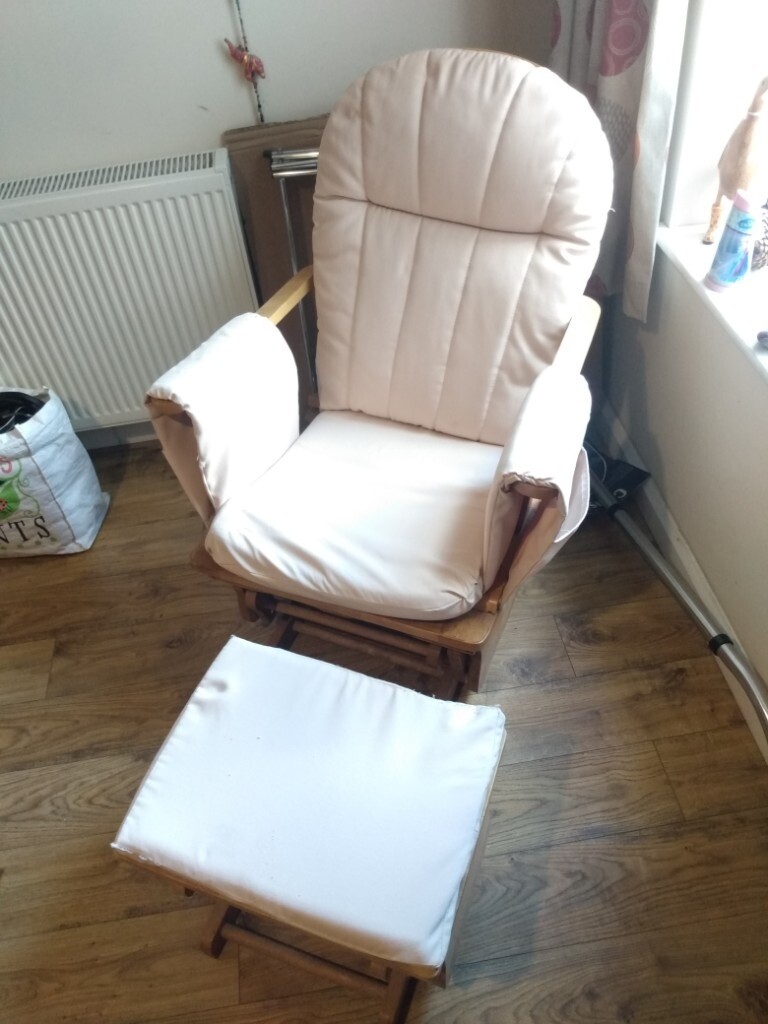 Nursing breastfeeding glider rocking chair and footstool  in