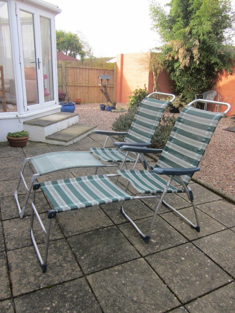 CRESPO CAMPING CHAIRS reclining with separate footstools in