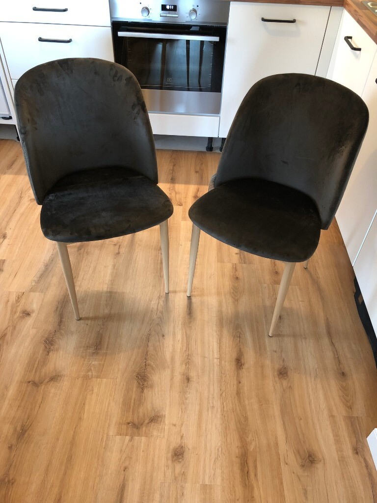 4x Velvet Grey Dining Chairs New Never Used In Meadows Edinburgh Gumtree