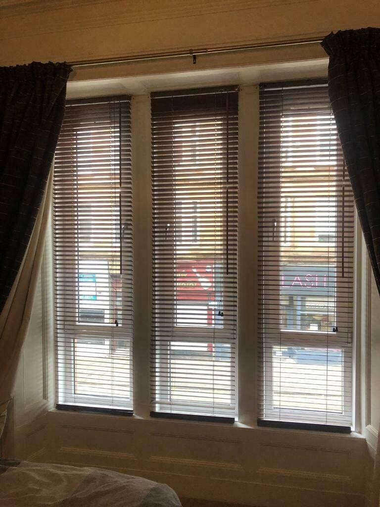 Blinds x 3 Faux Wood 8ft drop 2ft wide 248cm x 60cm Tenement big windows or long drop