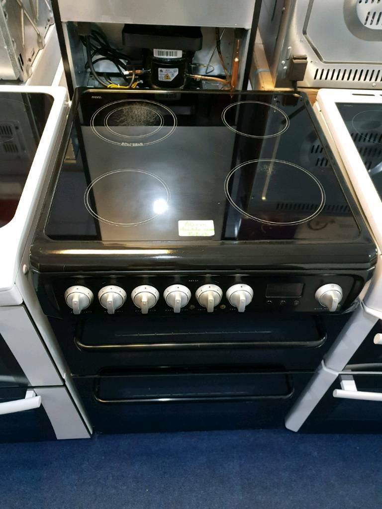 Hotpoint 60cm double oven electric cooker refurbished with warranty ready for collection or