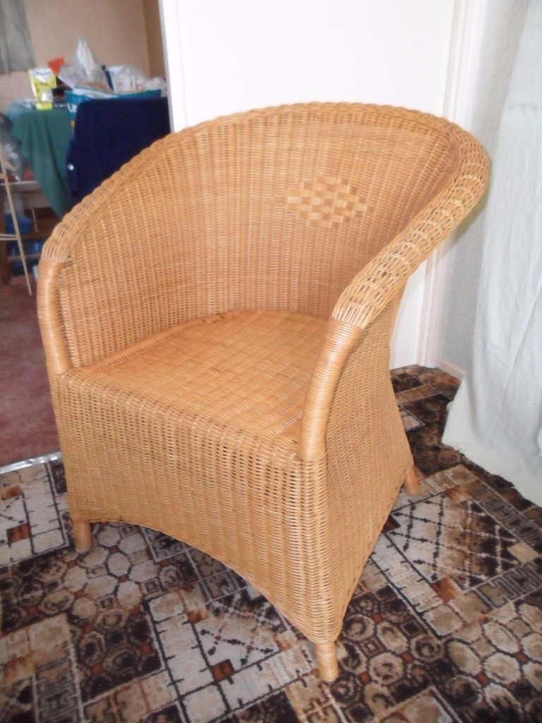 LLOYD LOOM STYLE VINTAGE RETRO WICKER LOUNGE CHAIR FOR CONSERVATORY