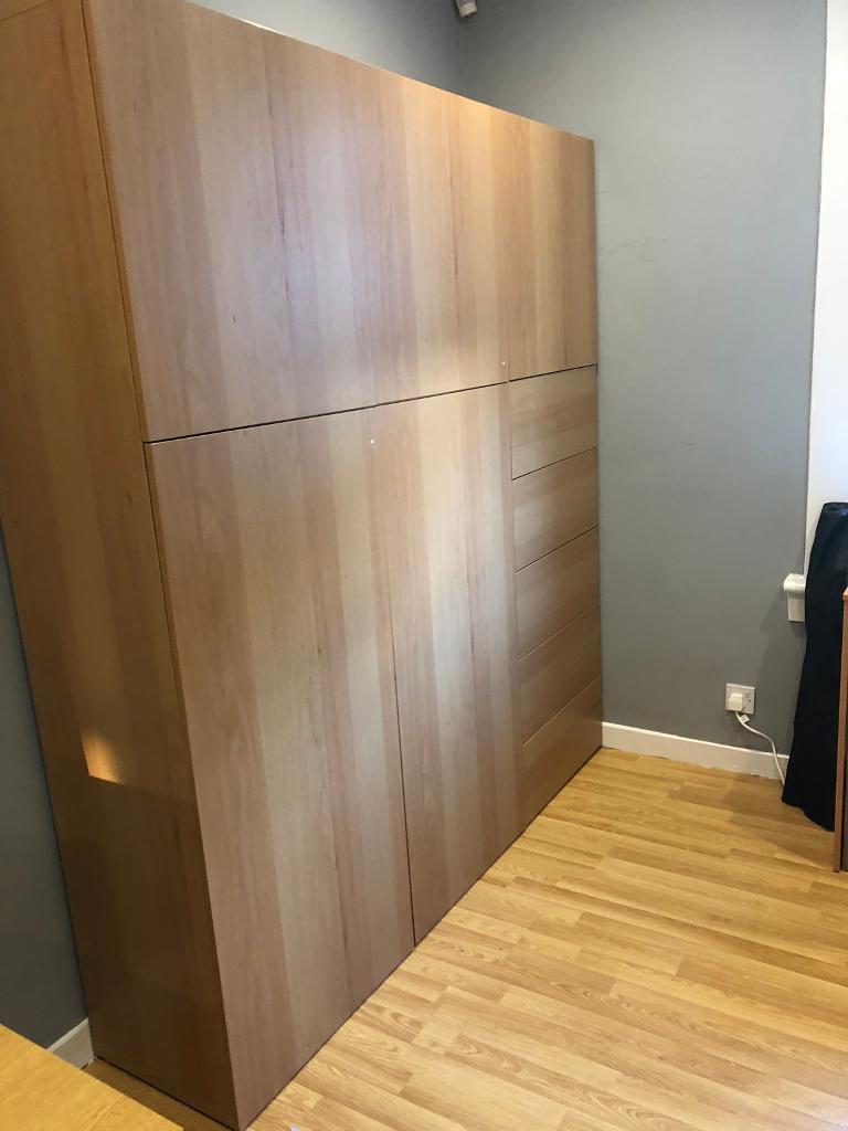 Large ikea besta vara storage unit cupboard and shelves in