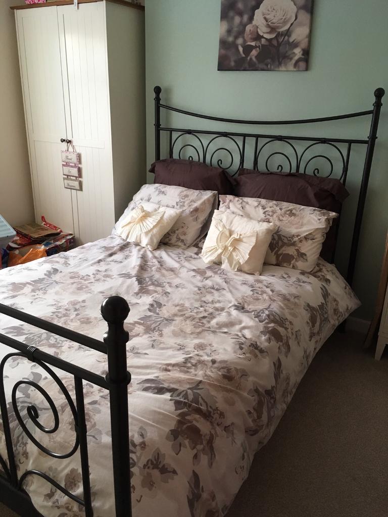 Ikea black wrought iron double bed frame in BexhillonSea, East