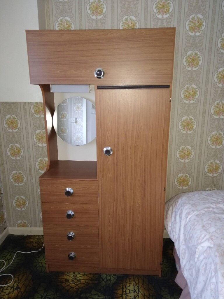 Combination Wardrobe in medium colour wood effect laminate in