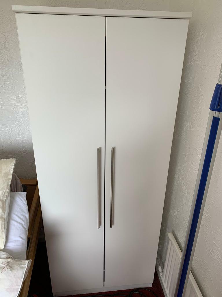 White wardrobe with chrome handles in Derby, Derbyshire Gumtree