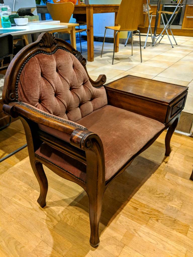 Vintage Lounge Chair with Attached Drawer in Golders Green, London