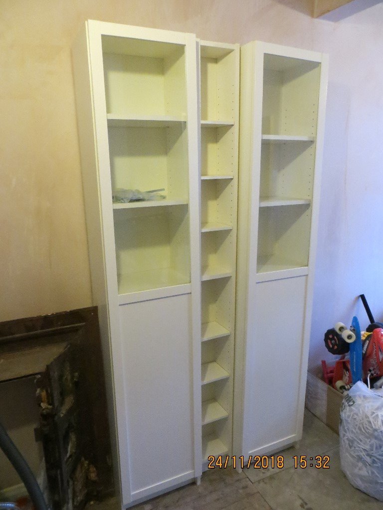 White Ikea Tall Storage Units 2 With Doors And 1 For Cd Dvd Storage