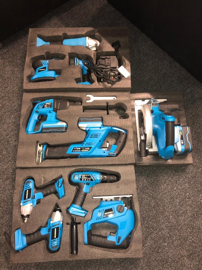 10pcs Cordless Tools Starter Kit With 18v 3 x Lion Batteries NEW in