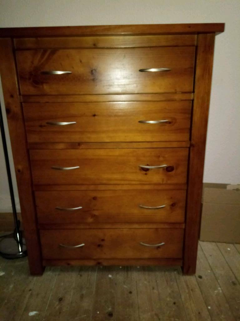 John Lewis Tall American New England Style Dark Pine Chest Of
