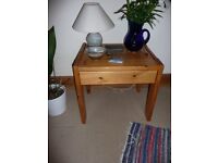 Pine side table with drawer