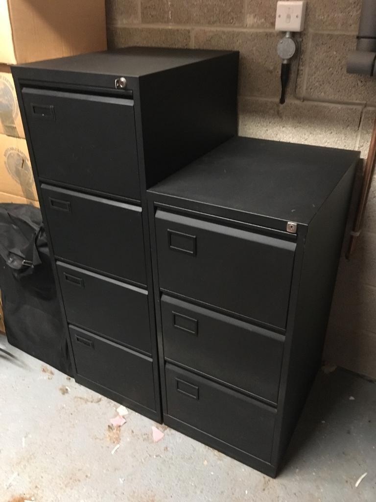 Black metal filing foolscap 4 drawer lockable in
