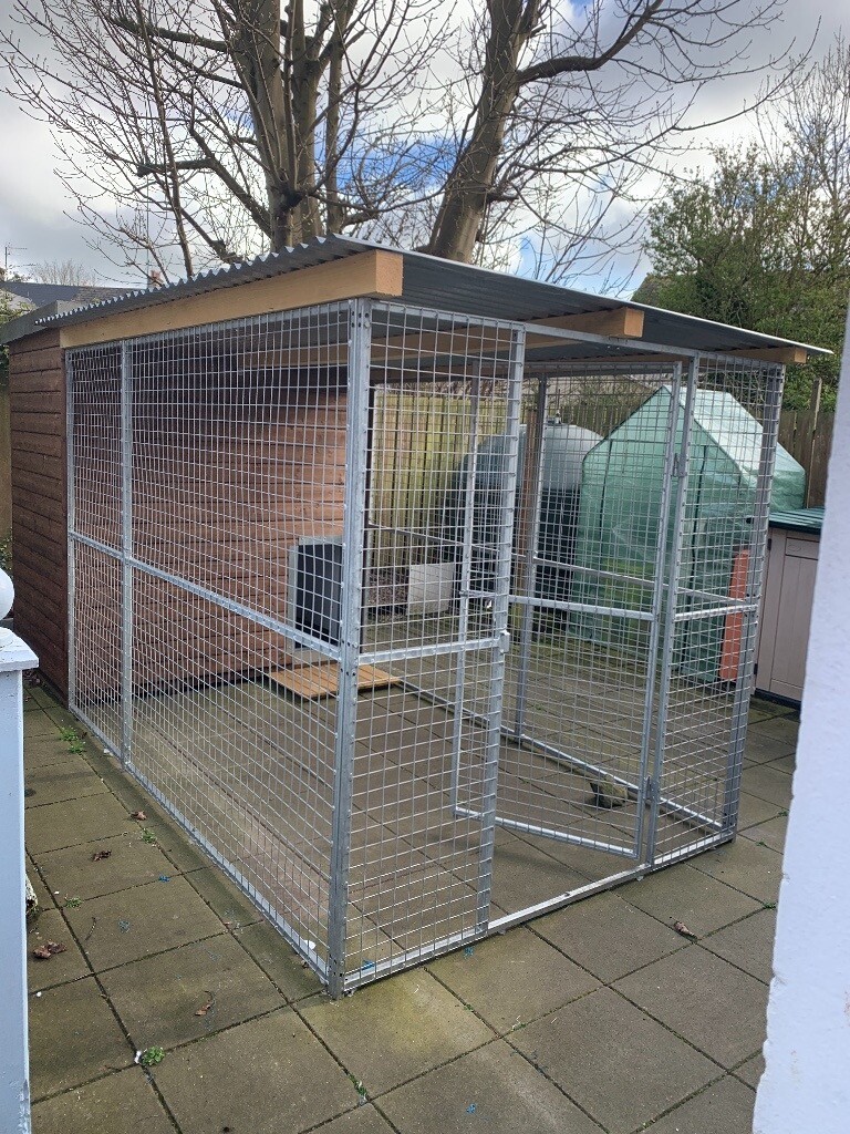 Galvanised dog run and insulated indestructable hut with halvanised
