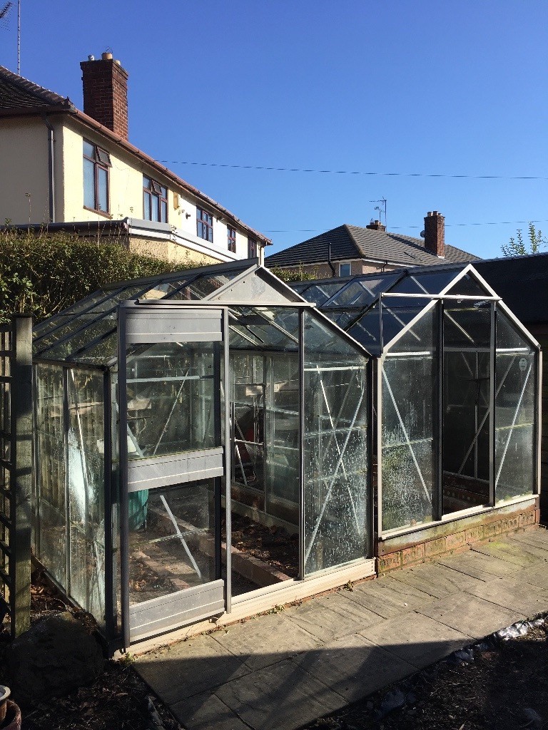 2 Greenhouses 8’ x 6’ aluminium & glass, to be sold together, price is