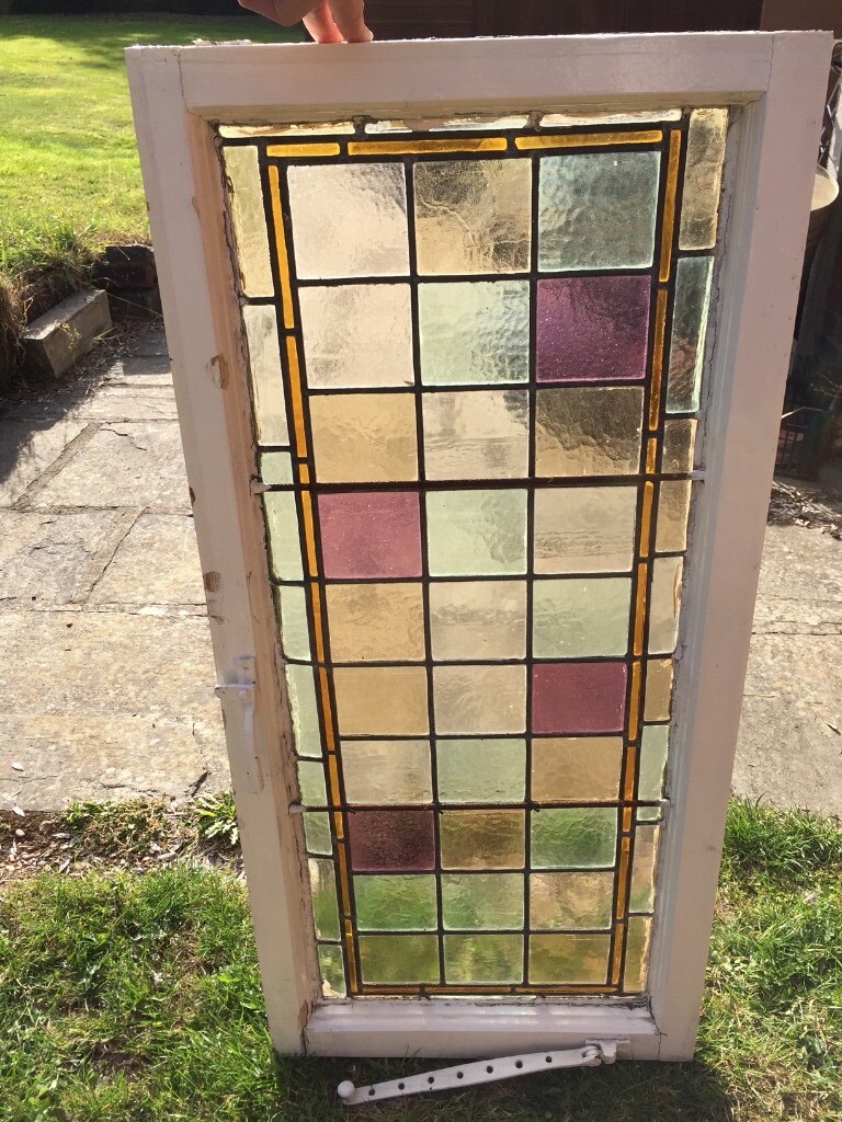 Original 1930's Leaded MultiColoured Stained Glass Window in Earley