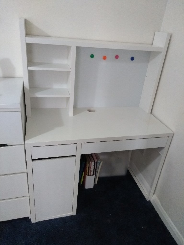 IKEA Micke white desk and desk shelf unit | in Fareham, Hampshire | Gumtree