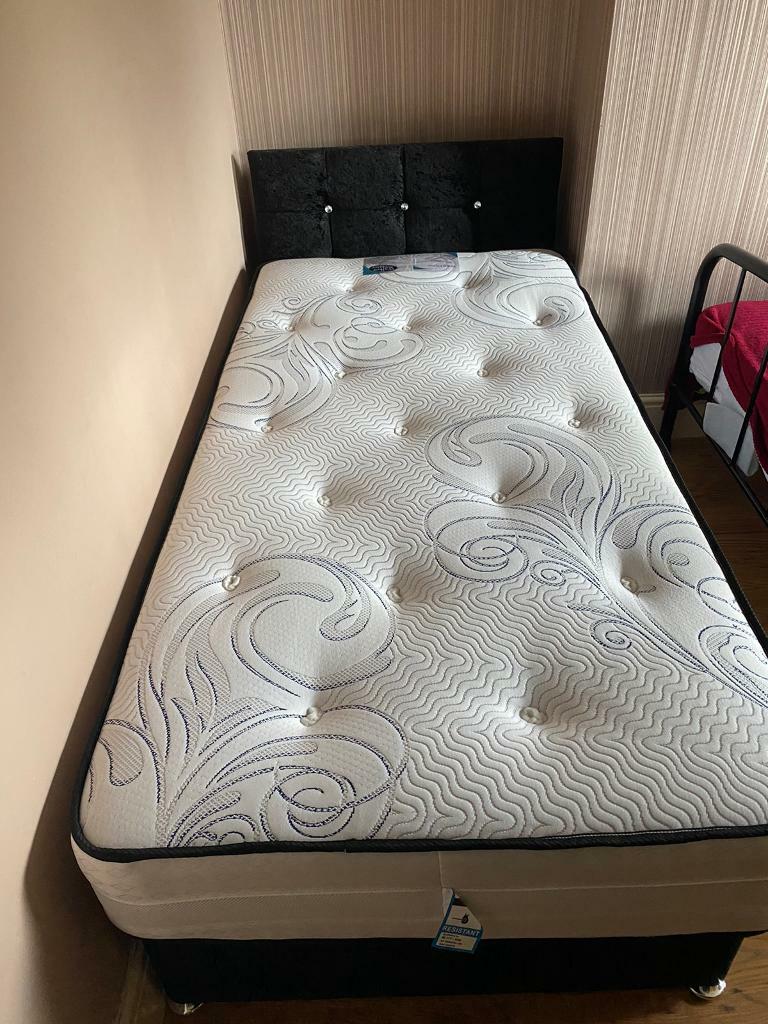 Single divan bed, headboard and mattress in Prestwich, Manchester