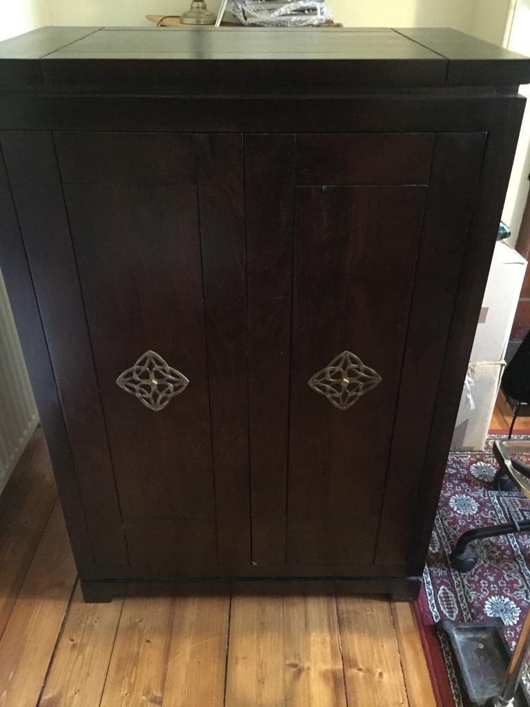 John Lewis Dark Wood Oriental Chinese Cabinet Chest Unit In